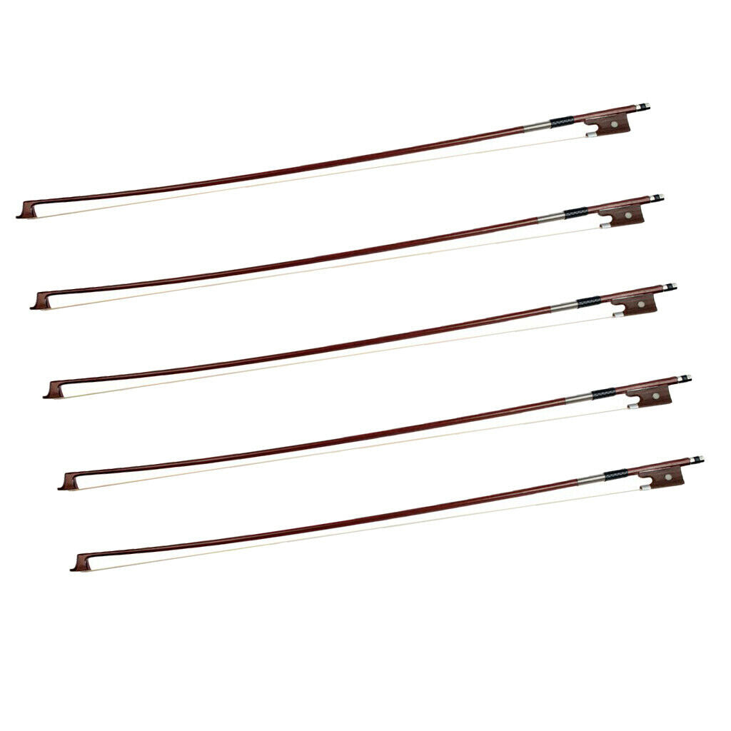 5 Pieces 4/4 Full Size Violin Bows Bright Sound for Students Beginners Kids