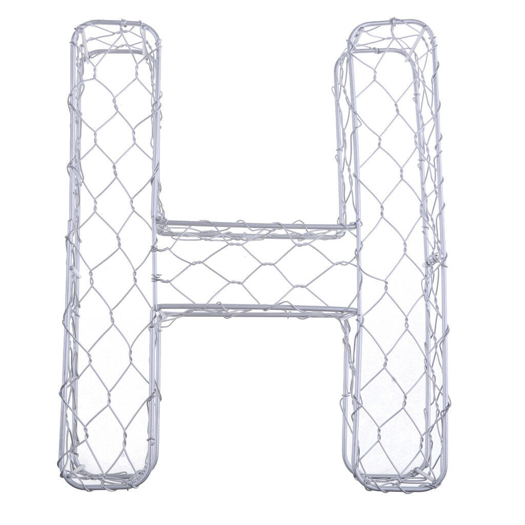 Letter Style Wall Art Metal Iron Frame Wire Wreath Metal Planter Craft DIY H