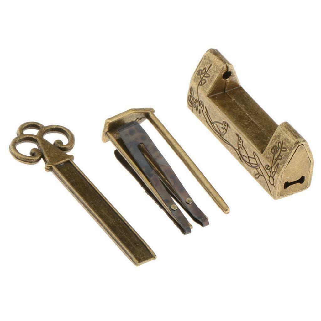 Chinese Ancient Padlocks with Keys Lock Key Set for Jewelry Box Flower Birds