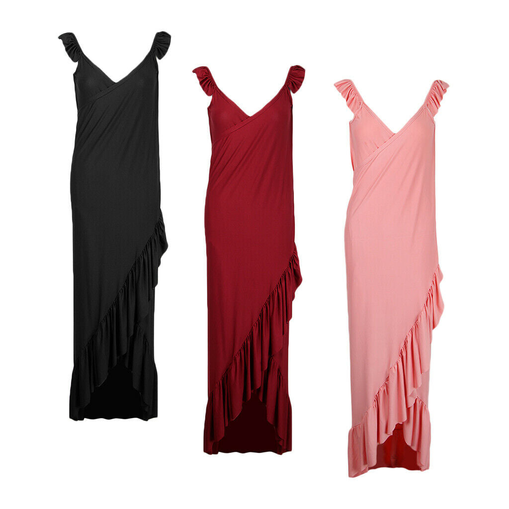 Women's Dress, Deep V Neck Backless Maxi Sundress Beach Party Swing Dress  S Red