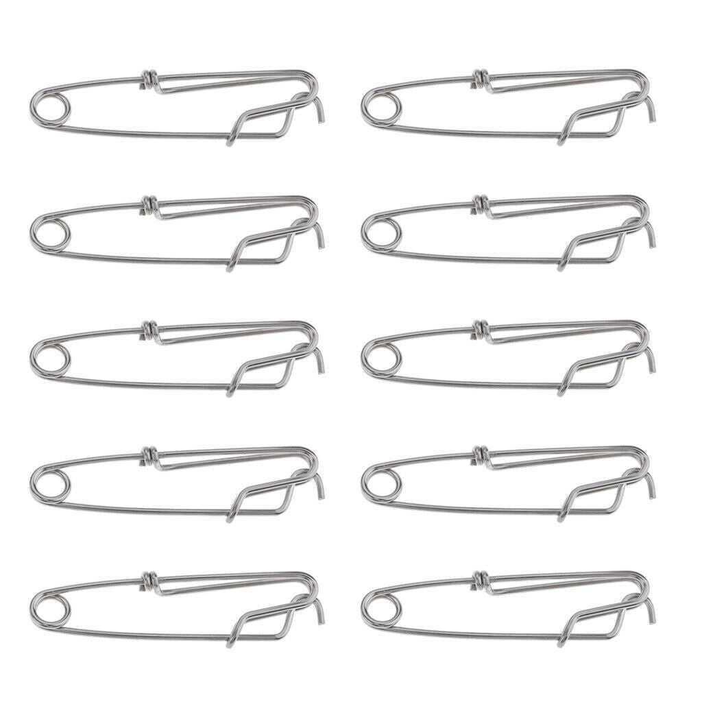 Fishing Snap Long Line Clips Stainless Sea Fishing Connector M - 10pcs