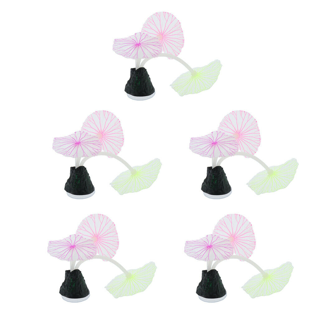 5pcs Aquarium Decor Fish Tank Decoration Ornament Artificial Silicone Plant