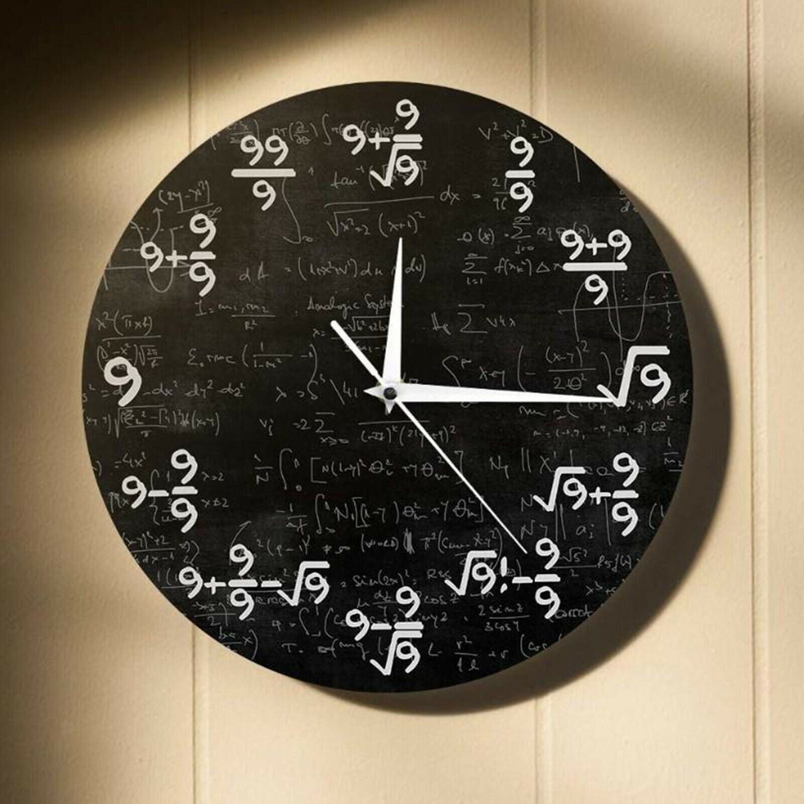 Unique 9's Formulas Math Wall Clock 12" Mathematical Equations Clock Decor