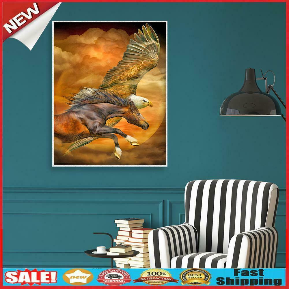 Full Eagle and Horse Picture Diamond Painting Kit Drill DIY 5D Round Craft @