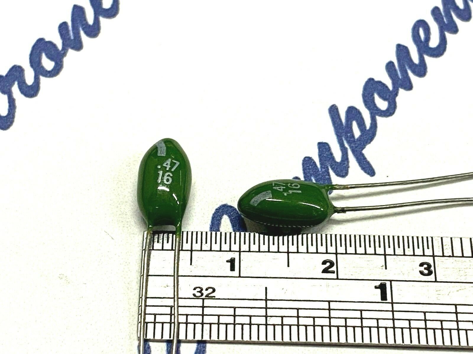 10pcs - 0.47uF 16V Tantalum Radial Dipped Capacitor NOS Green