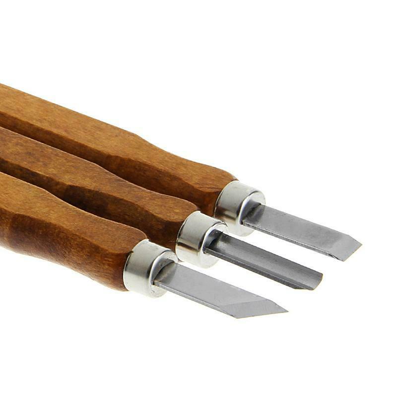 3 Pcs Wood Sculpture Tool Set Mini Chisel Steel Blades Asstorted Wooden handle