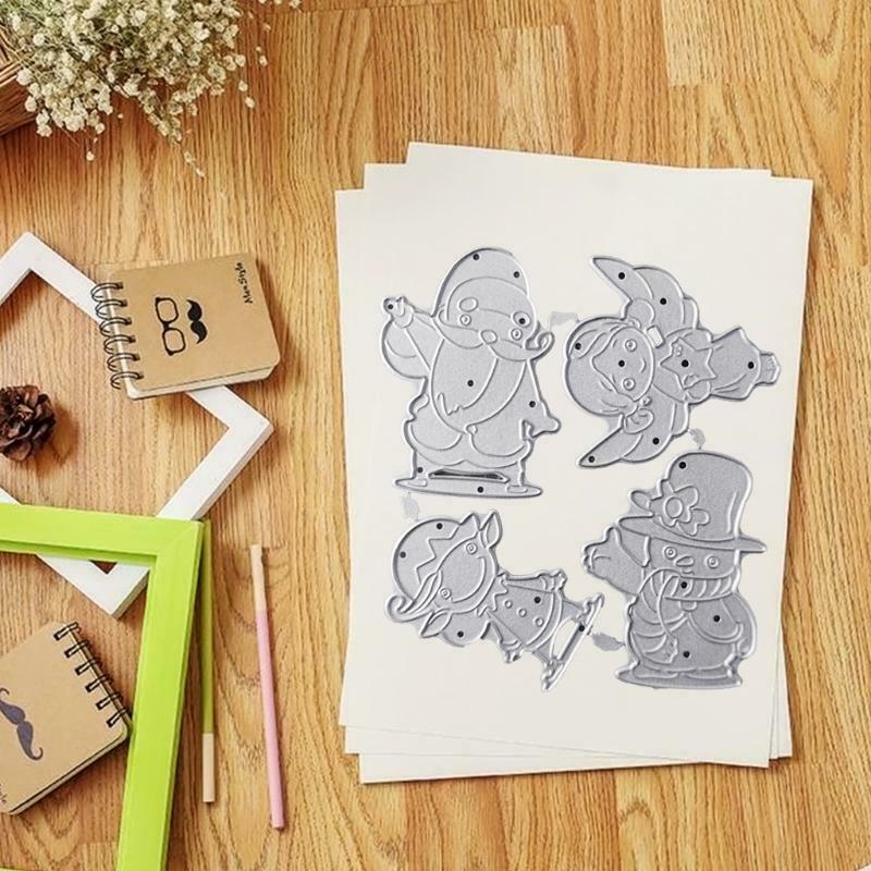 4 in 1 Christmas Figures Metal Cutting Die Decorative Embossing Cutting Stencil