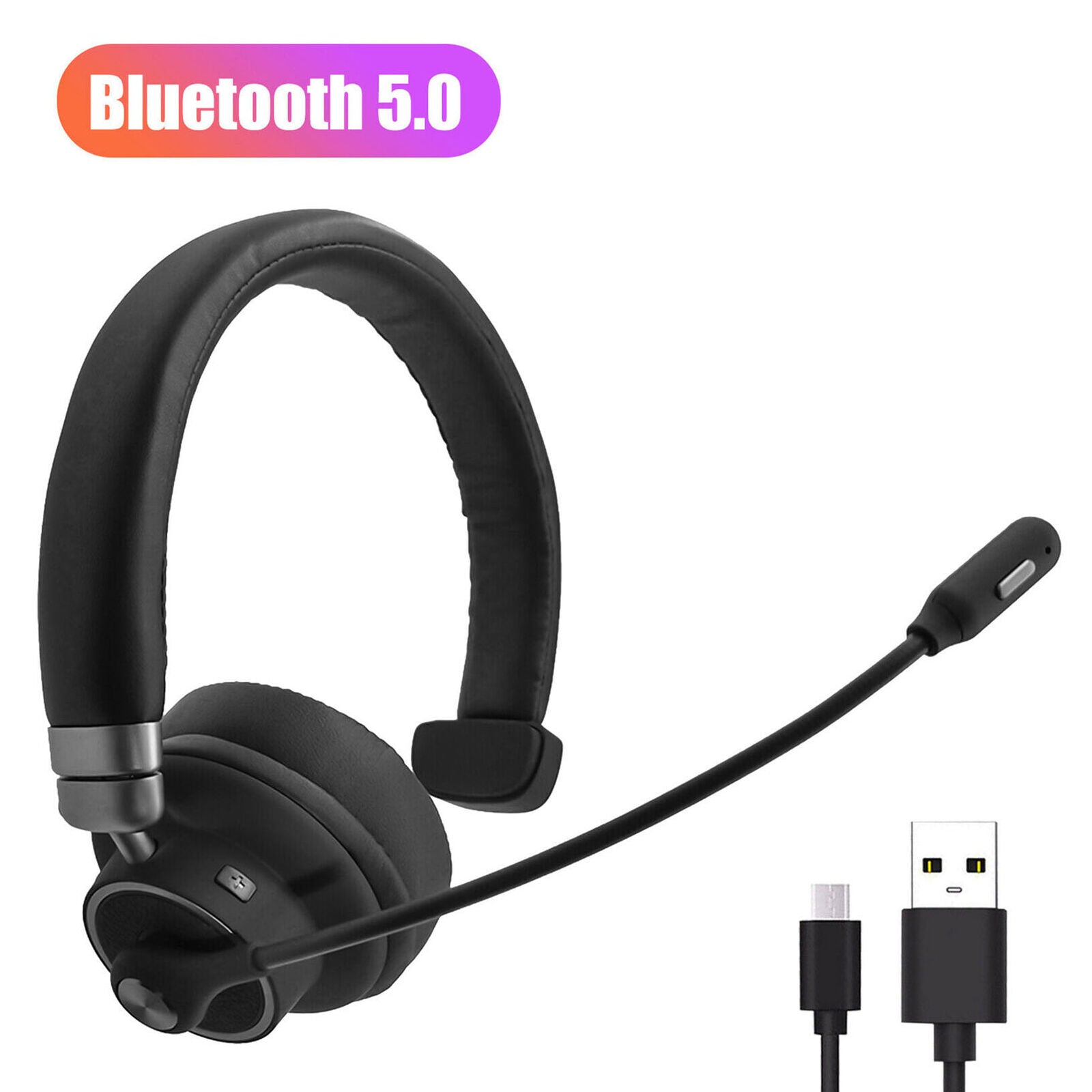 Wireless Headphones Bluetooth 5.0 Mic Headset Noise Cancelling For Truck Driver