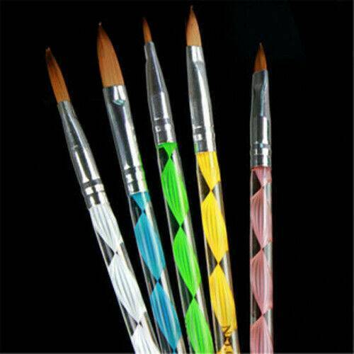5pcs Nail Art Brushes Set UV Gel Acrylic Tips Polish Beauty Manicure Pen Tools !