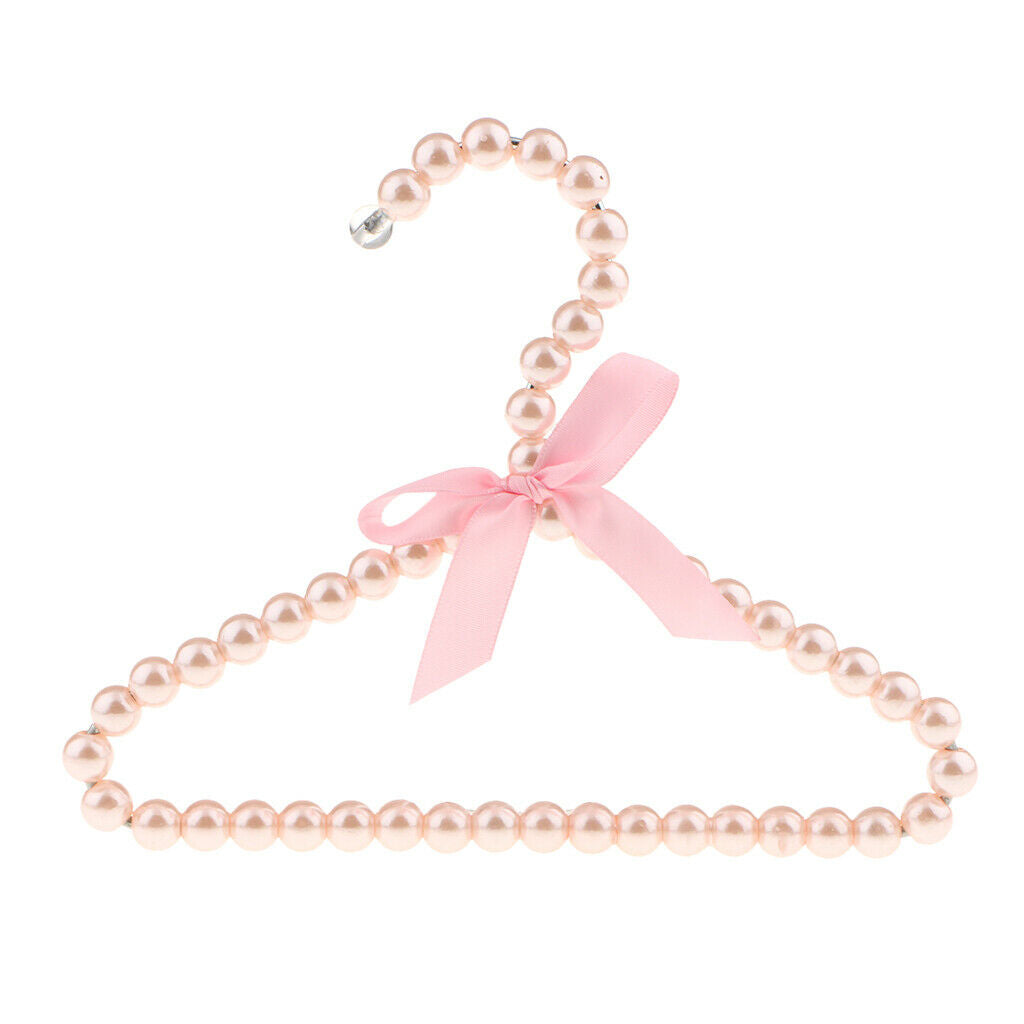 Decorative Kids Children Pet Apparel Clothes Hanger w/ Bowknot 7.9in Pink