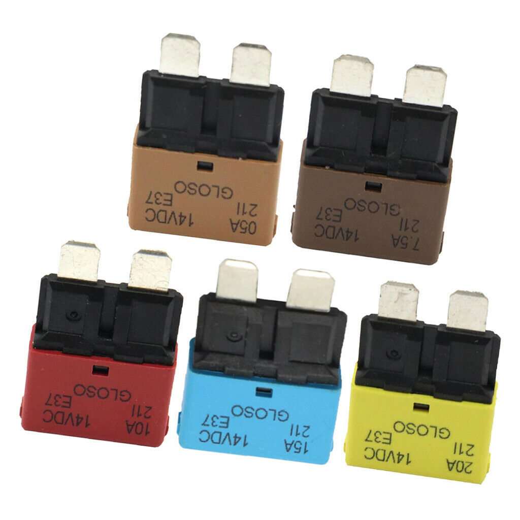 5pcs Car Truck Marine Automatic Resettable Circuit Breaker Blade Fuse 12/24V