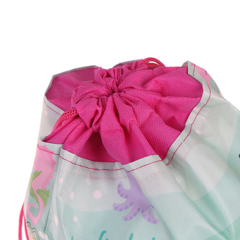 Mermaid Non-woven Bag Backpack Kids Travel School Decor Drawstring Gift BagsBDA
