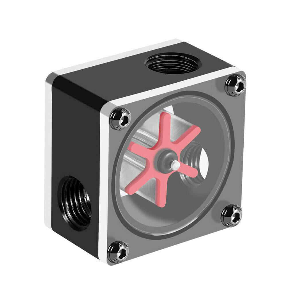 Water Cooling Flow Meter Indicator 3 Ways G1/4 Thread f/ PC Water Cooling System