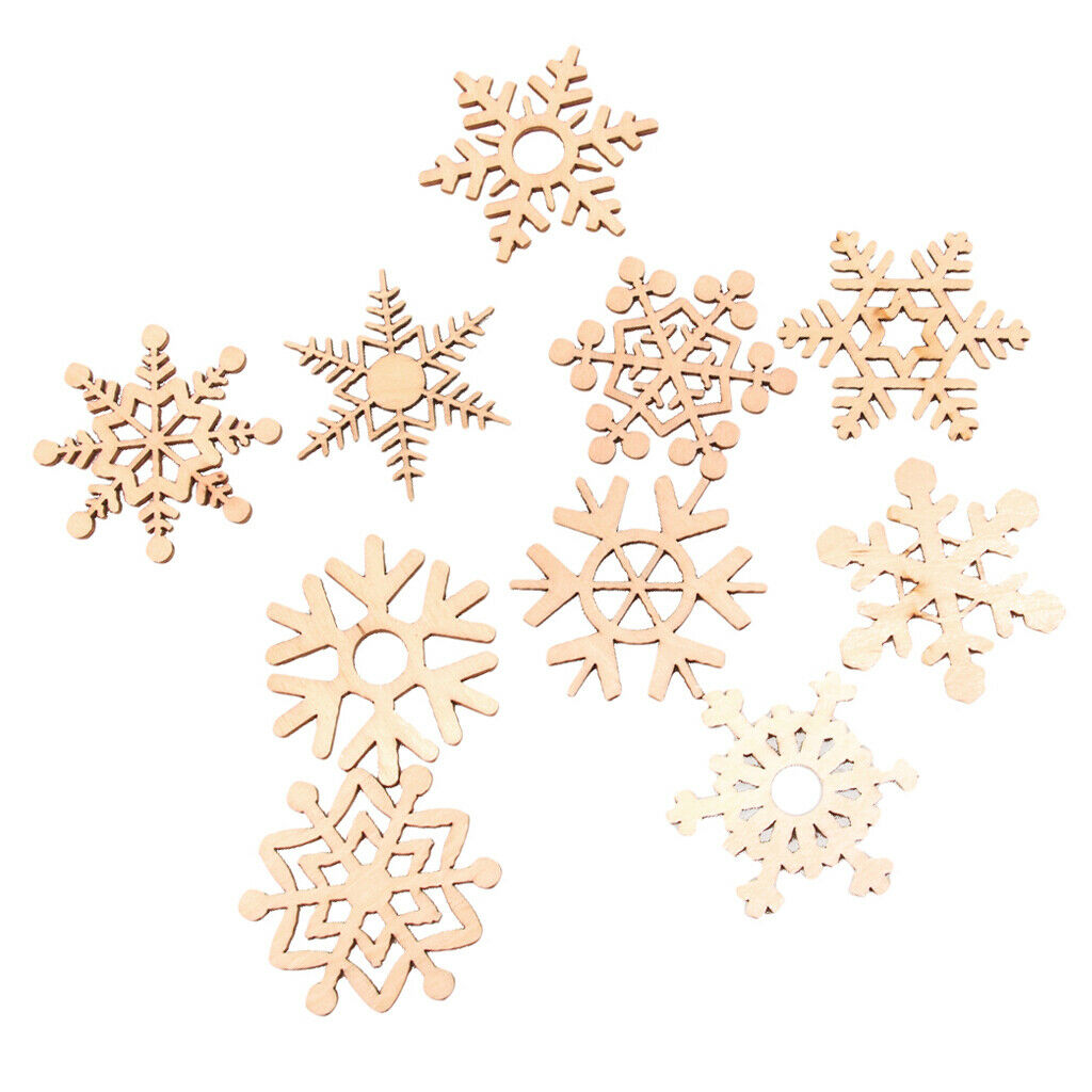 10pcs Assorted Snowflake Shapes Wooden