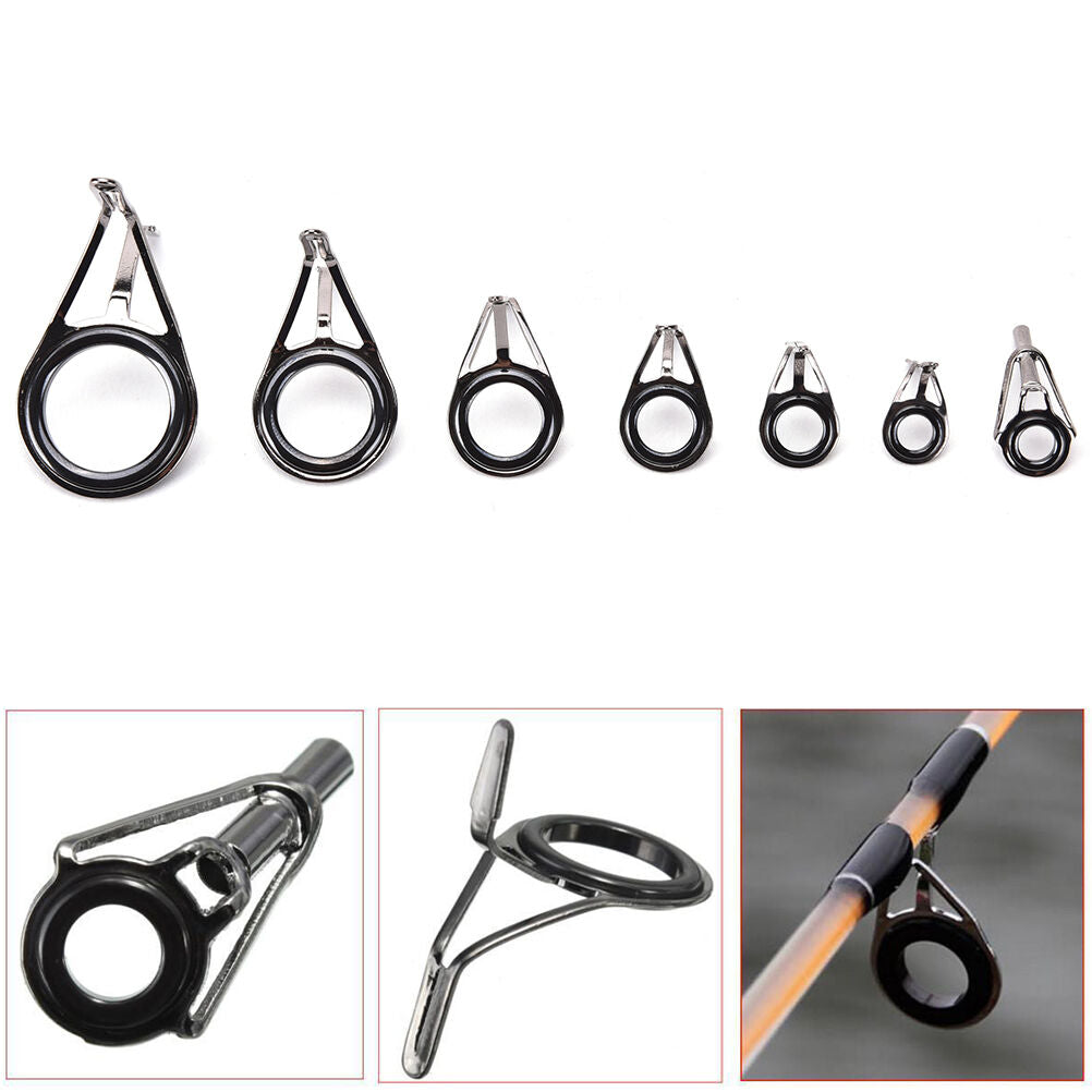 7X   Mixed Size Fishing Top Rings Rod Pole Repair Kit Line Guides Eyes Set BD