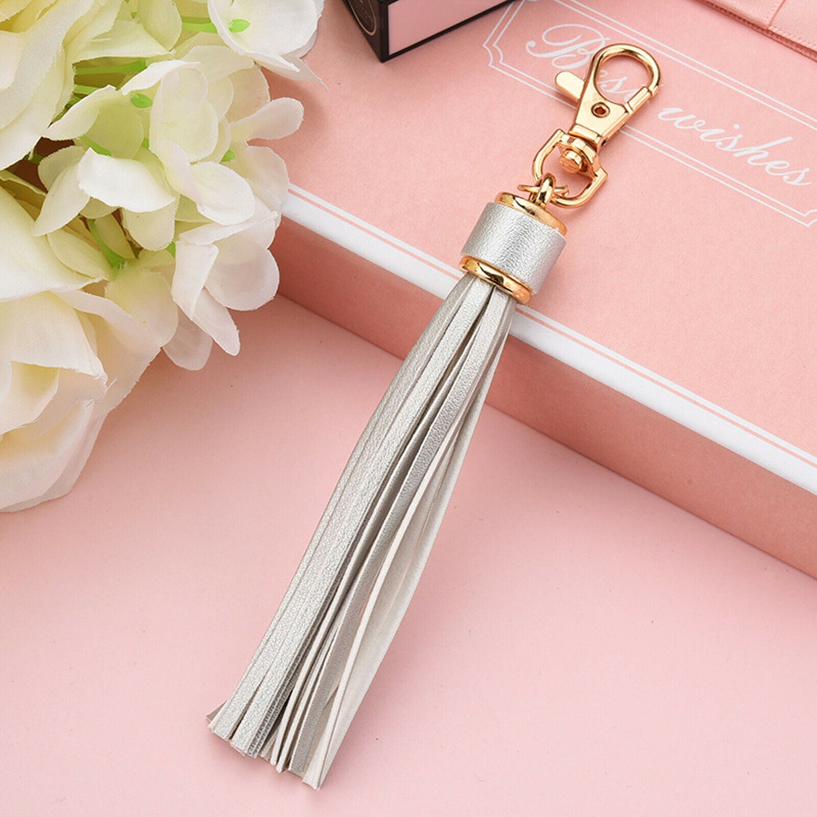 Bag Pendant Key Chain with Tassel Cute PU Leather Handbag for Handbag