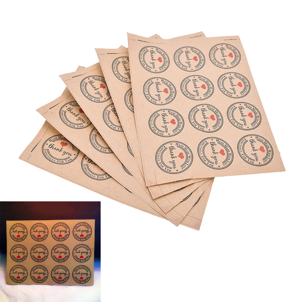 60x Thank You Self-adhesive Stickers Kraft Label Stickers Gifts Labels Pap.l8