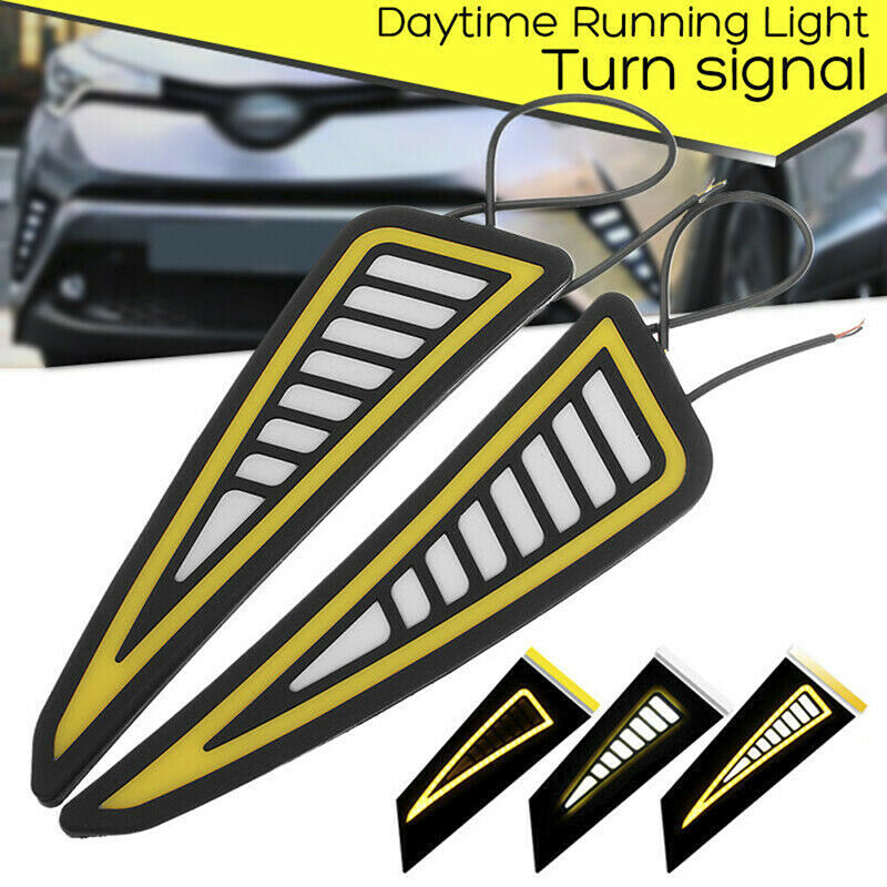 Car LED Bumper Strip COB Daytime Running Light Yellow Turn Signal DayLight  T Lt