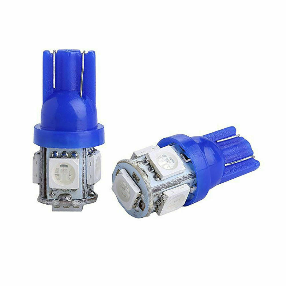 20x Ultra Blue T10 LED Bulbs Car Interior License Light 2825 192 194 5050 5 SMD