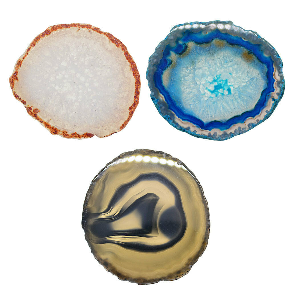 3x Agate Slices Polished Crystal Quartz Stone Pendant Charms Crafts Mix 6#