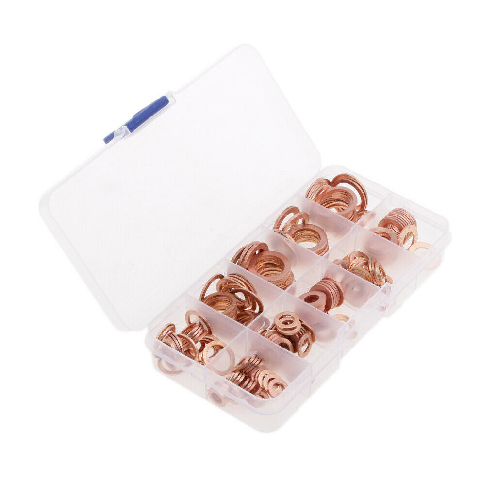 200 Pcs Metric Flat Ring Copper Sealing Washer Assortment Set - 12 Sizes of M5