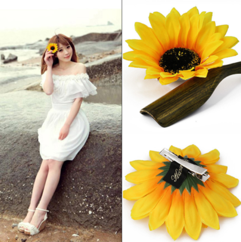 2Pcs Cute Sunflower Flower Hairpin Barrette Fashion Women Hair Clip Accessories