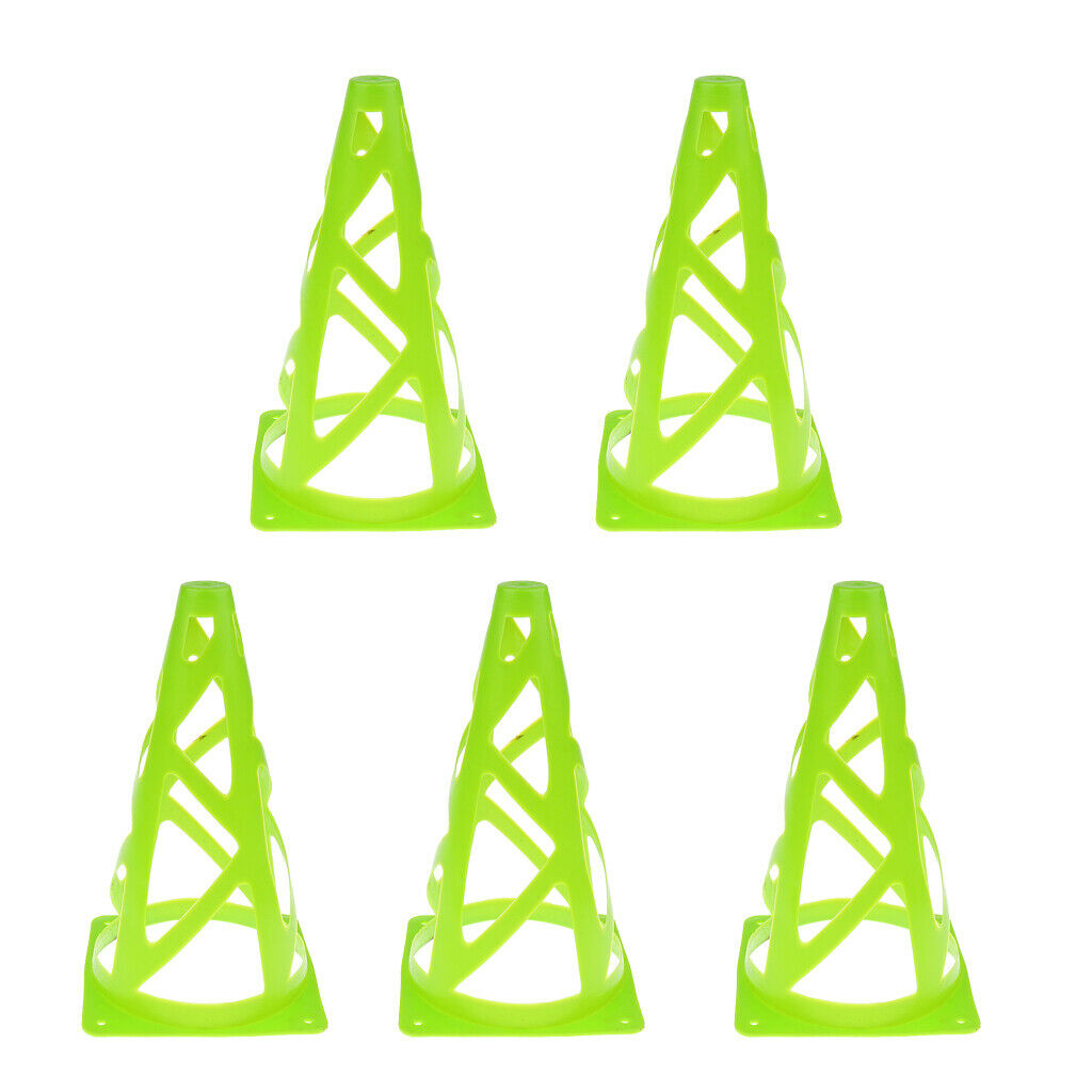 5Pcs Traffic Safety Sports Football Soccer Skating Game Cones 9" - Green