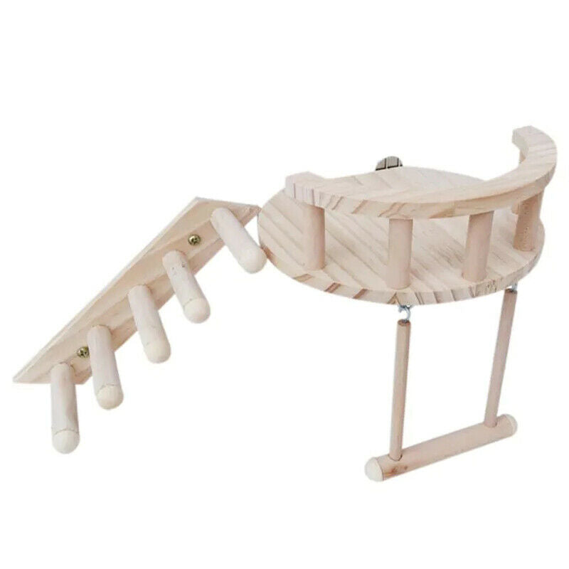 Hamster Wooden Platform Small Pet Cage Fence Play Stand Climbing Ladder SwinH4B6