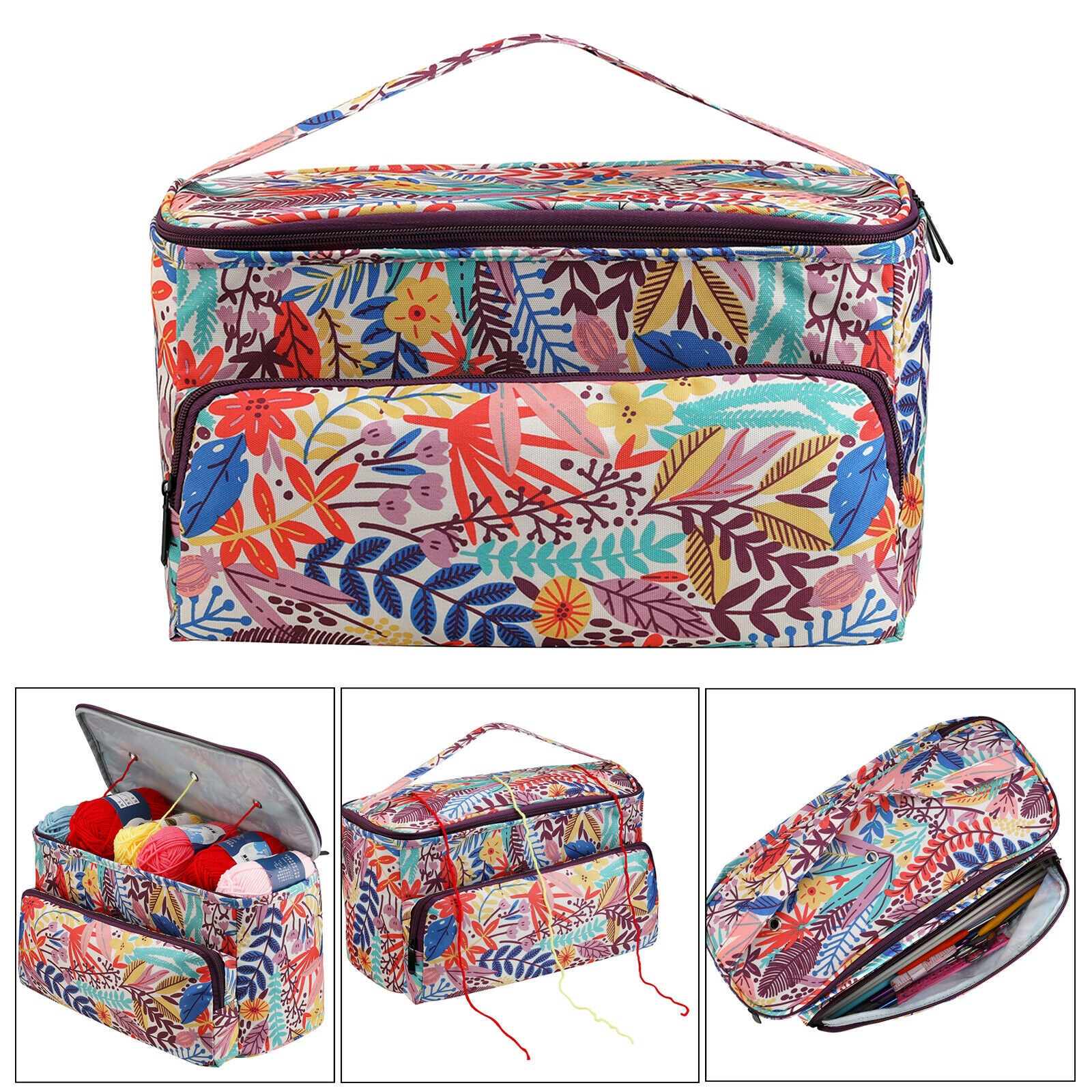 Yarn Storage Knitting Wool Bag Crochet Needles Tote Organizer Sewing Tool Holder