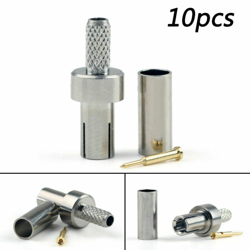 10 X Connector TS9 Male Plug Crimp RG174 RG316 LMR100 Cable Straight Nickel AT2