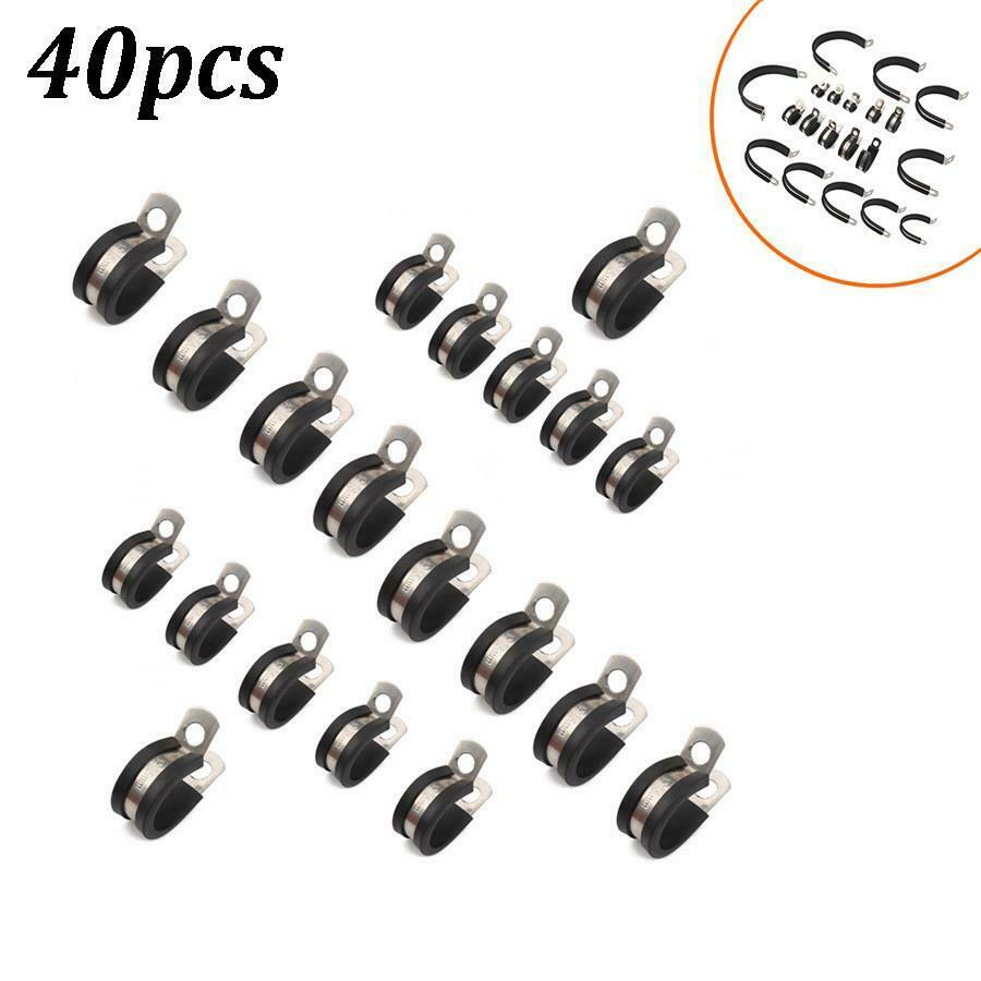40Pcs Cable Clamps Stainless Steel Cushion Insulated Clamp 1inch Universal