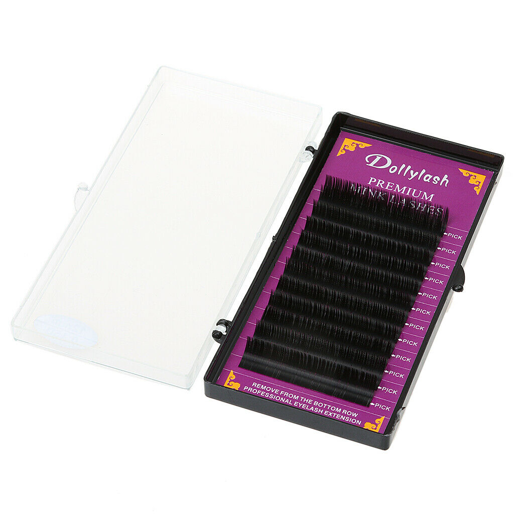 Black 12 Rows Eyelash Extension B Curl 0.15 Individual Semi Permanent 8mm 14mm