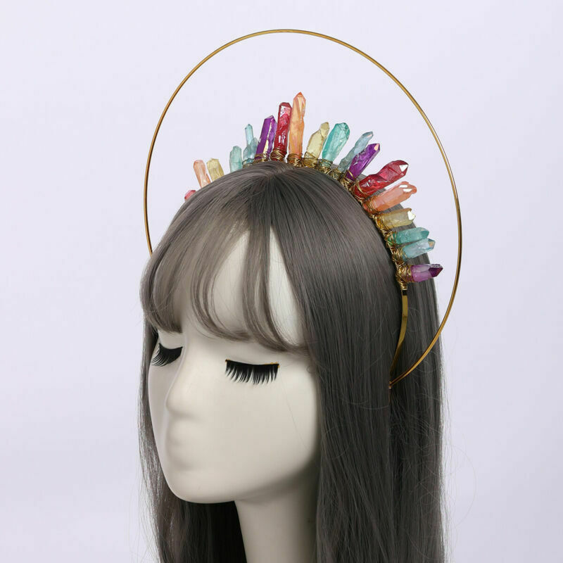 Women Headband Celtic Headpiece Natural Stone Artificial Crystal Double layer