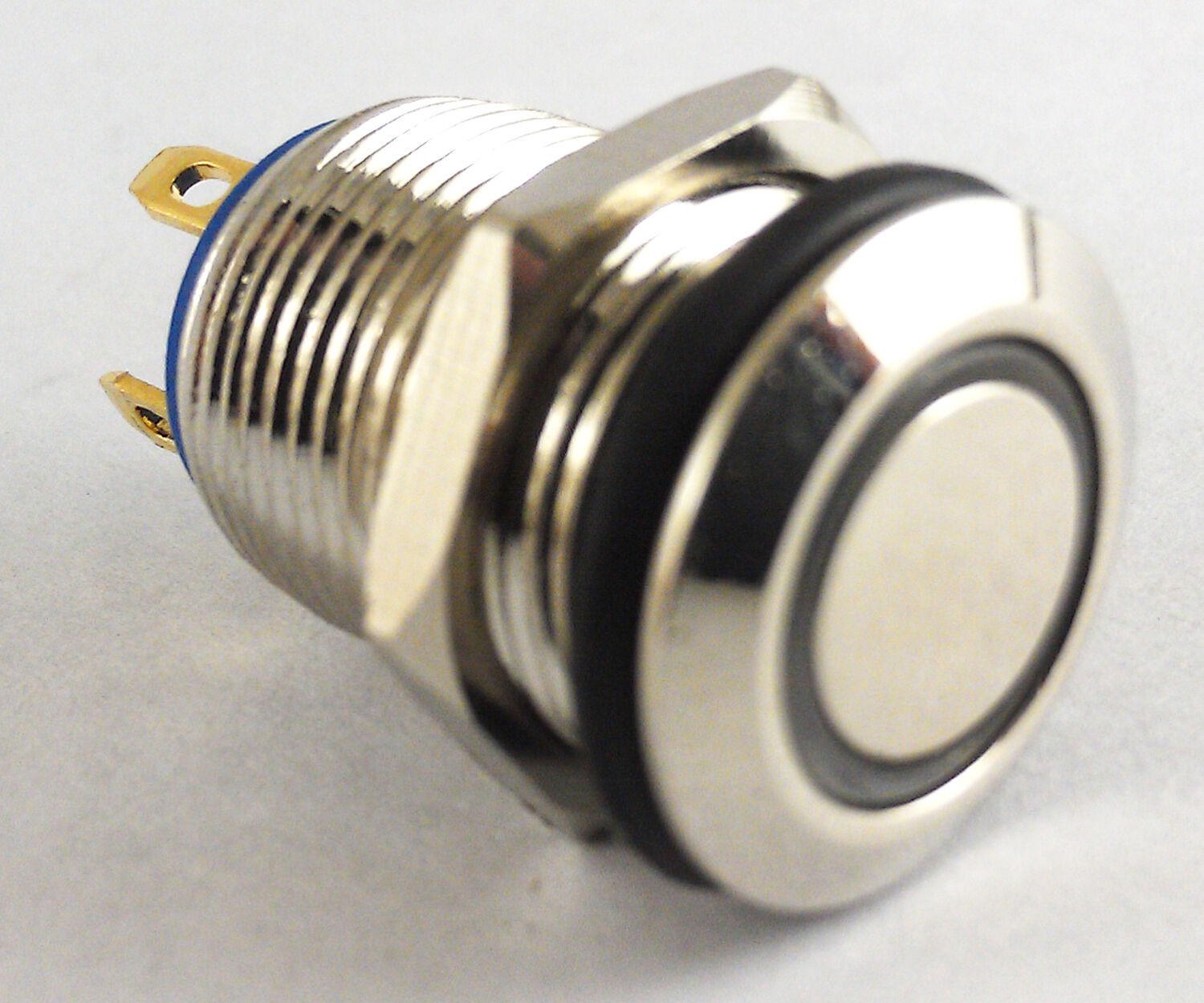 5pcs Metal Flat Top Push Button with Blue LED Ring Symbol Momentary Switch 12mm