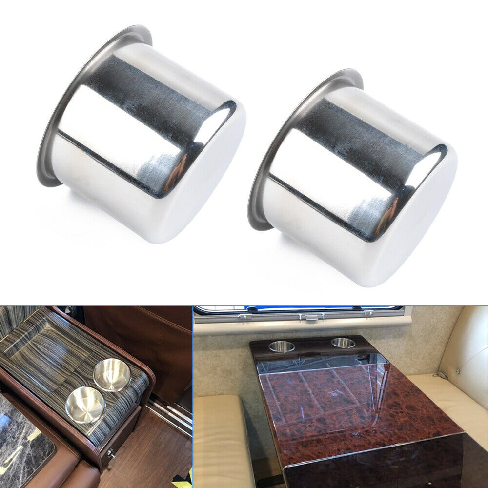 2Pcs Stainless Steel Set Recessed Cup Drink Holder For Marine Boat Camper Truck