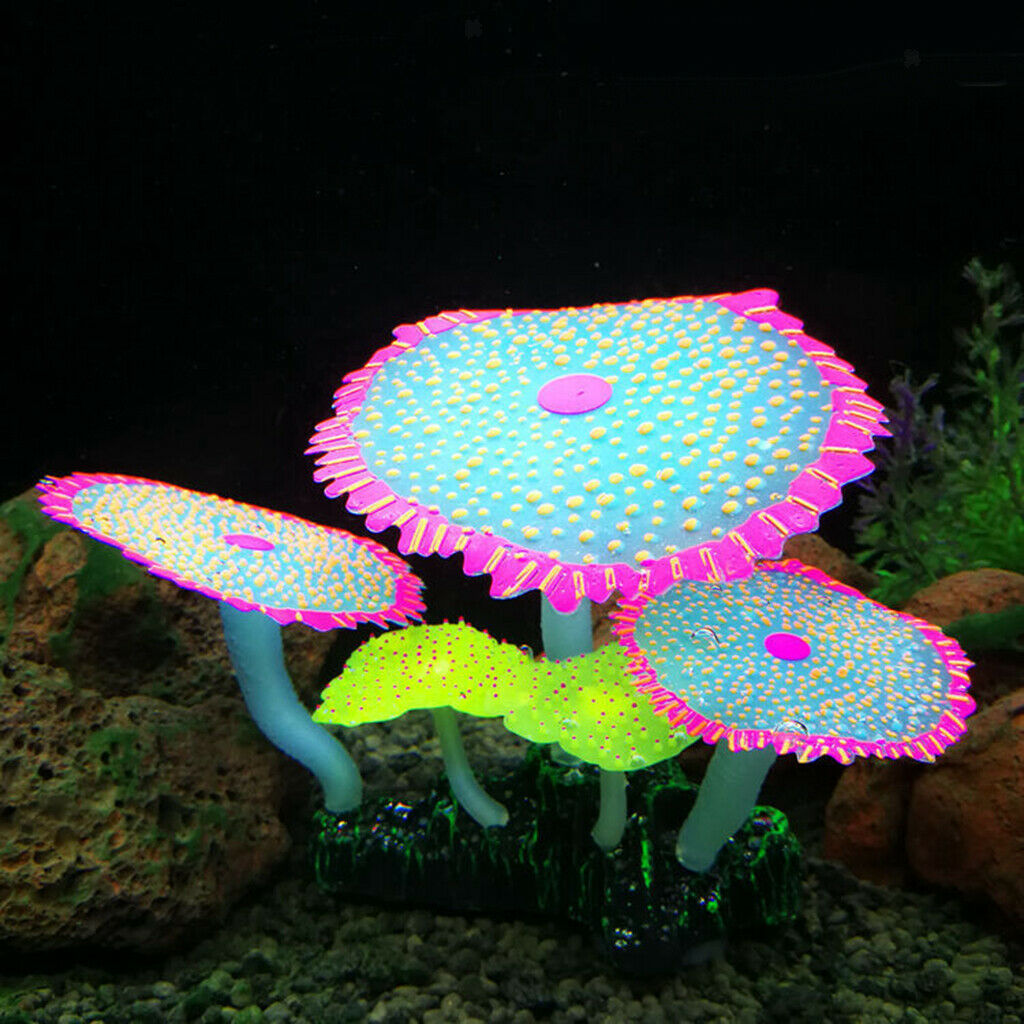 Glowing Effect Silicone Artificial Coral Plant for Fish Tank Aquarium purple