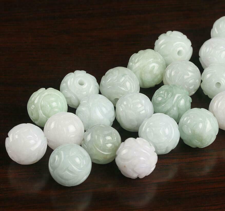 Wholesale 50pcs A goods 12mm natural jade jadeite carved Loose beads