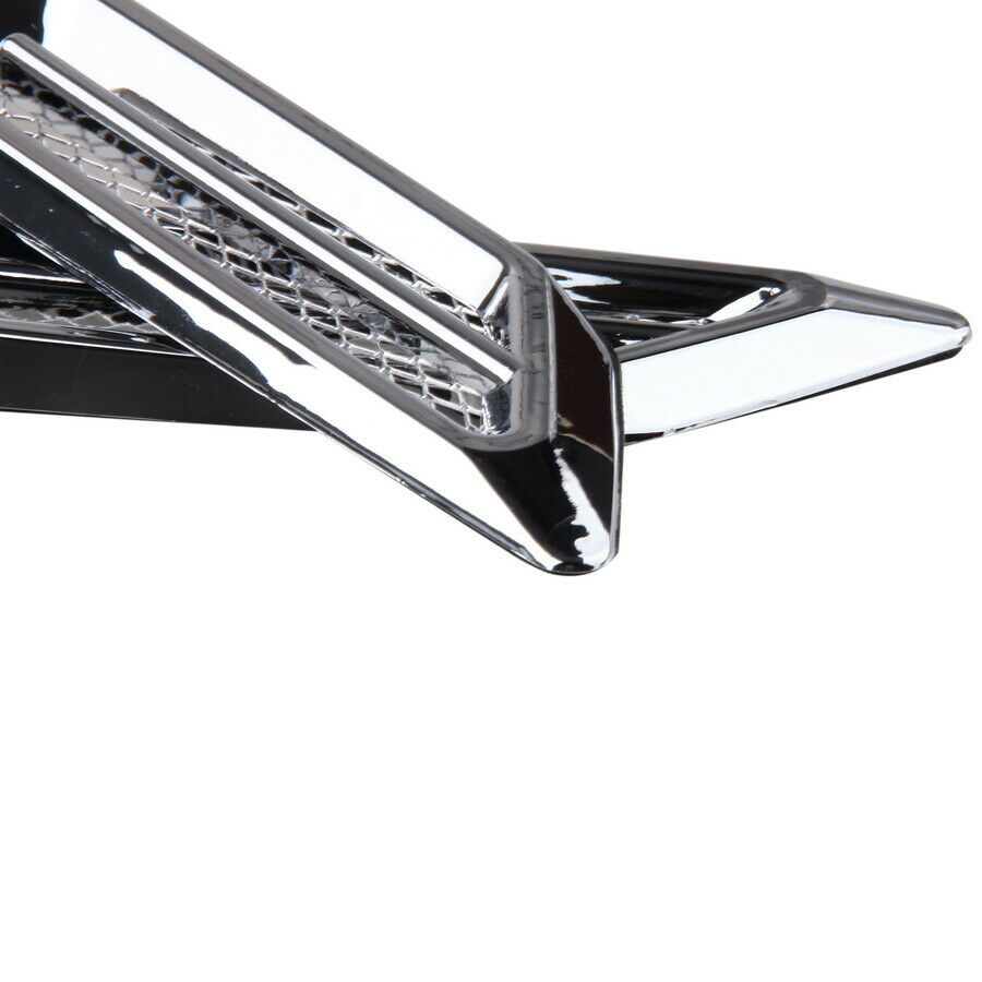 Pair Chrome Grille Car Air Flow Vent Fender Side Decoration Stickers Universal