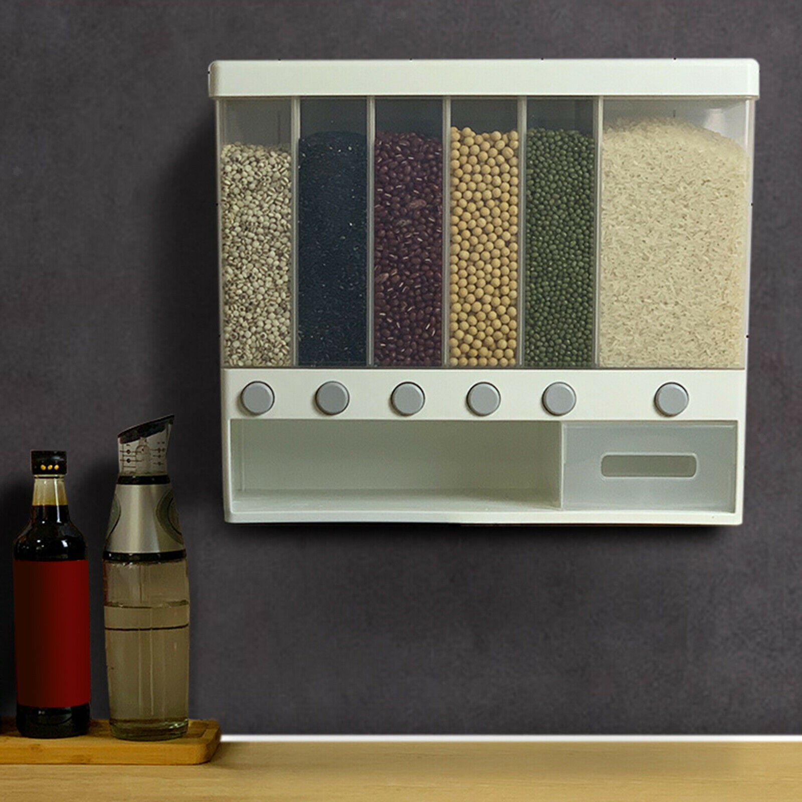 Seperated Cereal Dispenser Whole Grains Rice Bucket for Rice Beans Kitchen
