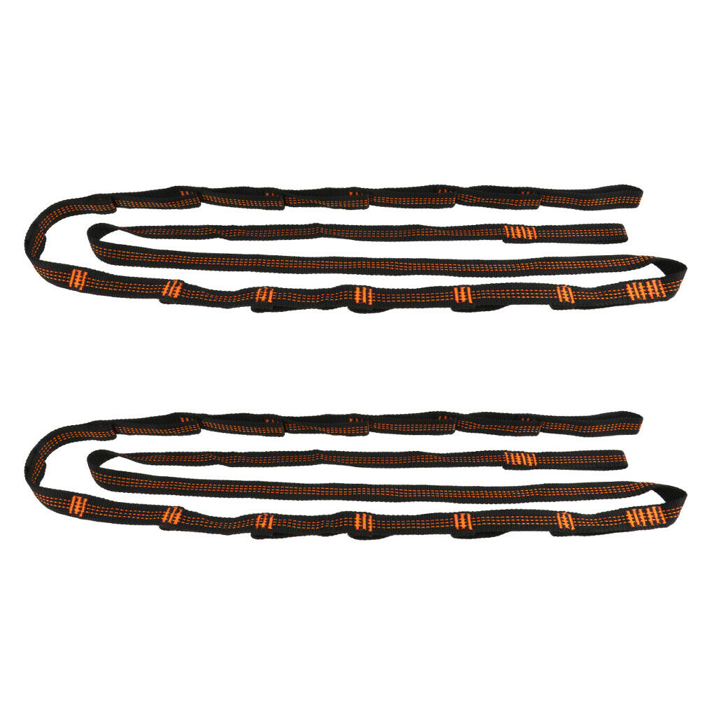 2pcs Adjustable Tree Hanging Hammock Nylon Strap Rope 280cm Camping Orange