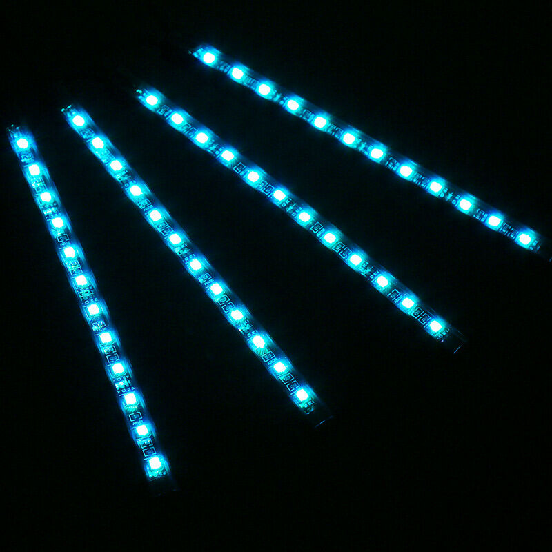 4Pcs 12 LED Car SUV Interior Decor Neon Atmosphere Light Strip Remote Control