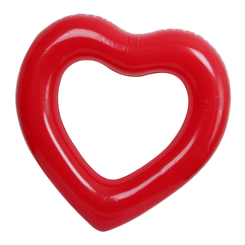 Inflatable Red Heart Water Float Raft Swim Pool Lounger Beach Swimming Bed
