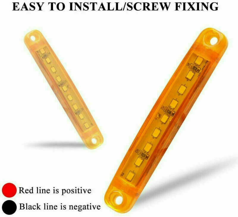 10pcs Amber 9 LED Sealed Side Marker Clearance Light 12V Car Truck Trailer Lorry