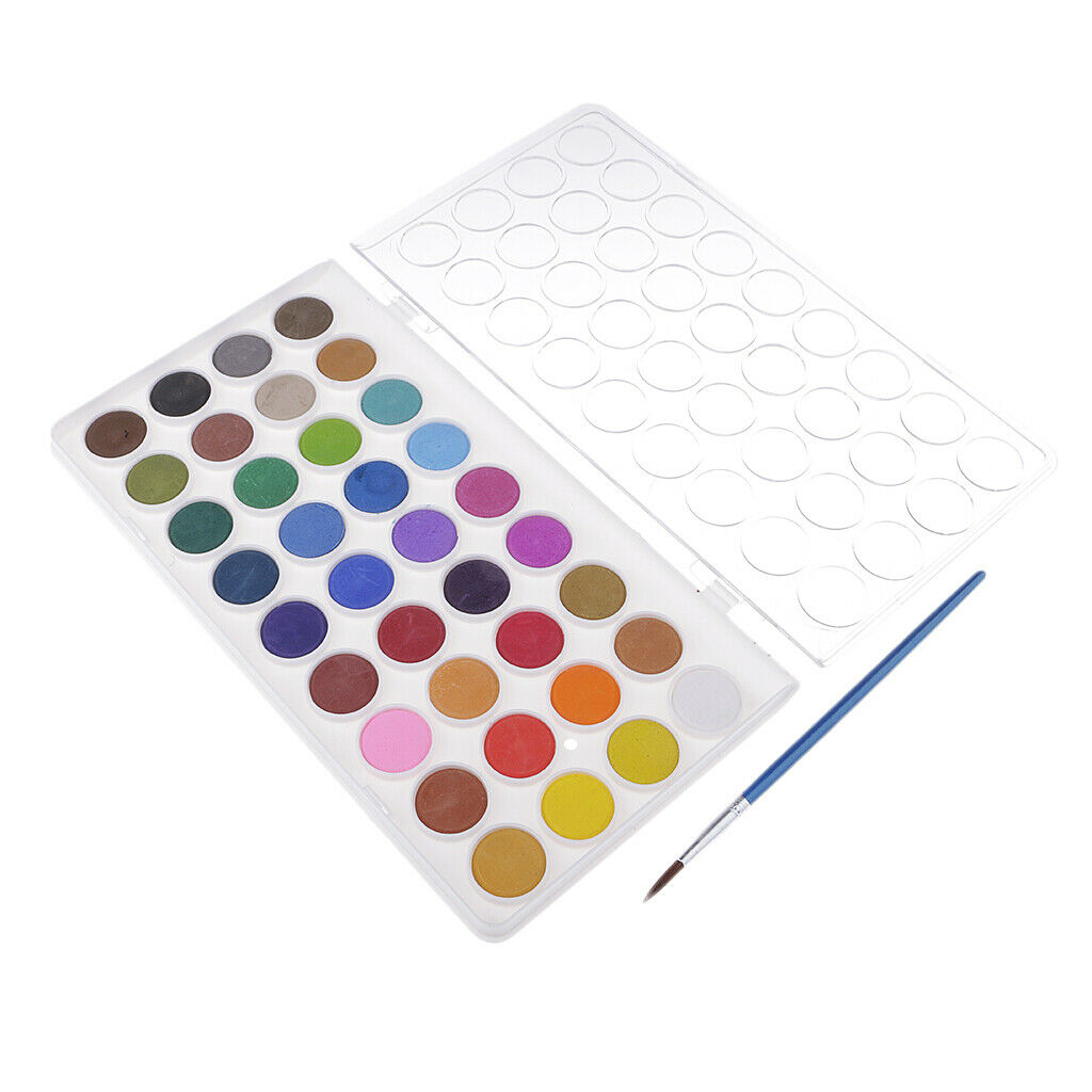 36 Colors Solid Watercolor Paints Pan Set for Kids Artist Beginner Painting