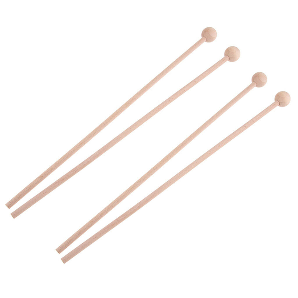 2 Pair Wooden Burr-free Long Mallets Percussion Sticks Musical Instruments for