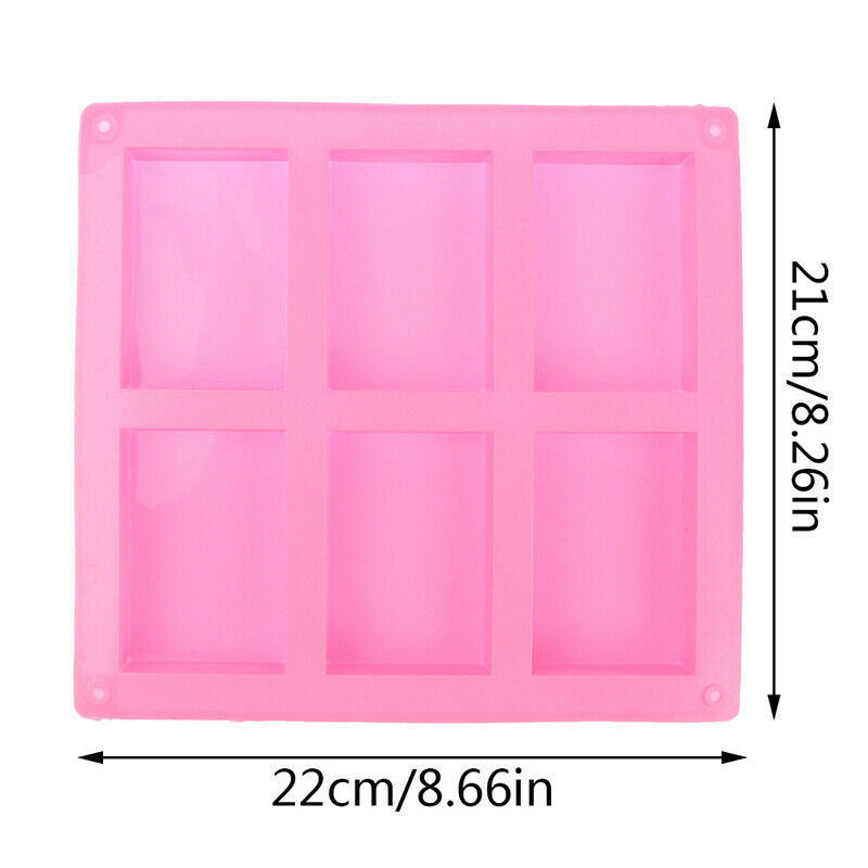 6 Cavity Square Rectangle Soap Mold Silicone Craft DIY Handmade Candy Cak.l8