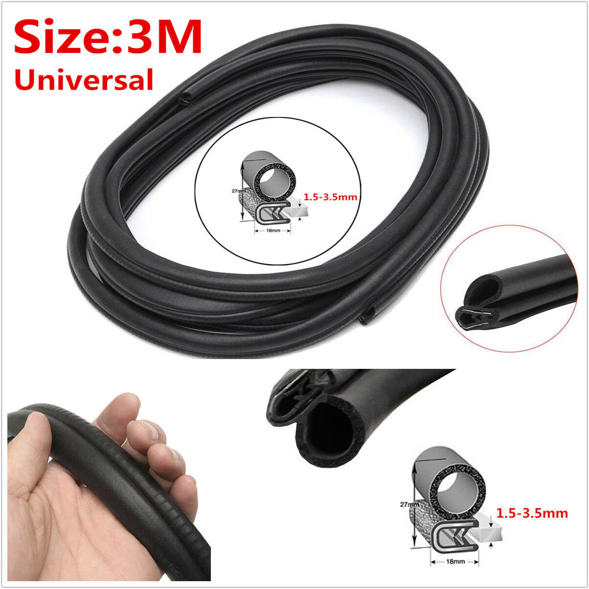 120" Lock Rubber Seal Car Door Edge Protector Strip Bulb RV Boat For Chevrolet