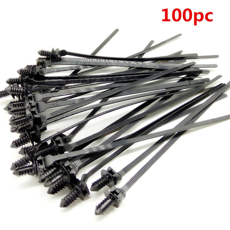 100PCS Tie Clip Releasable Nylon Tie Wrap Cable Fastening Clips Self-locking
