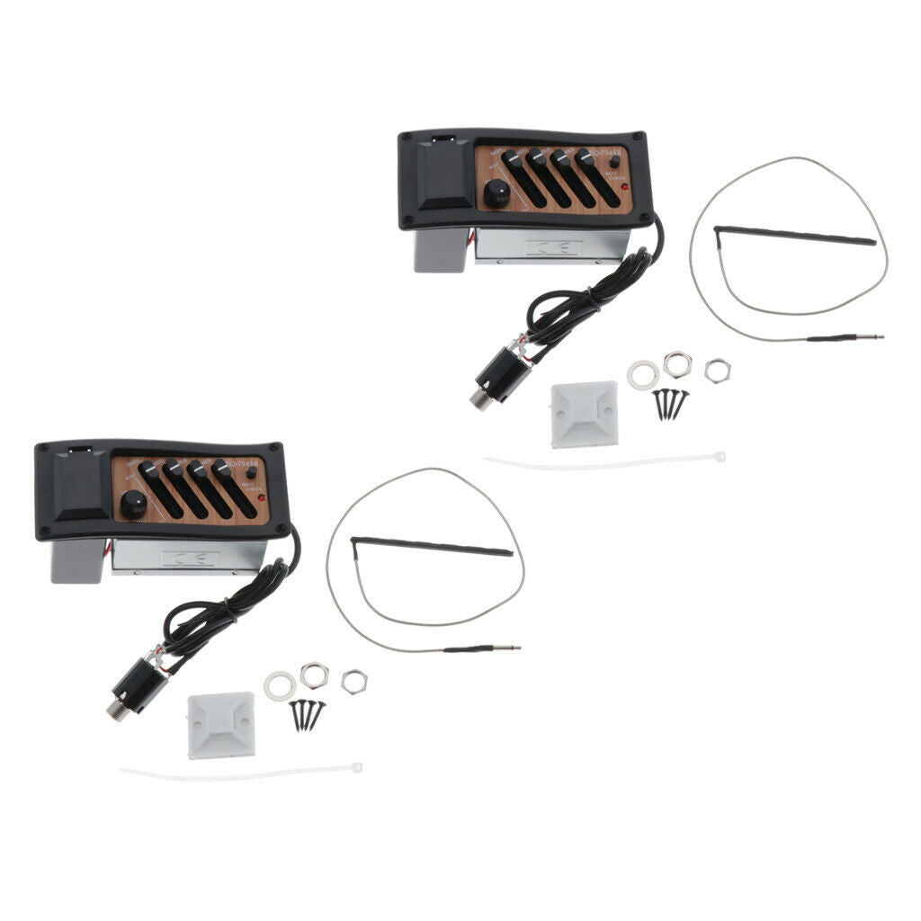 2pieces Folk Guitar Pickup Pre-Amp Piezo Tuner Active Complete Kit EQ-7545R