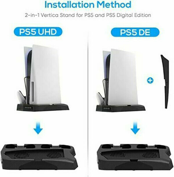 4 IN 1 Stand + Fan + Controller Charging Station + USB Hub fit for PS5 UHD/DE